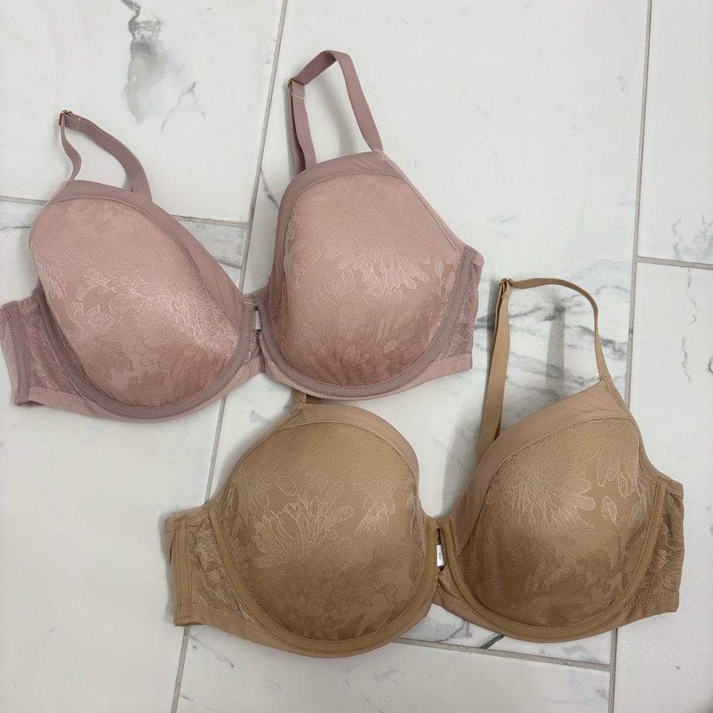 2 - Soma Lightest Lift Modern Coverage Bras 38D Nude Pale Pink Bundle